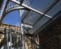 A steel staircase was added so people could climb A steel staircase was added so people could climb the tower, and use it as a viewing platform.
